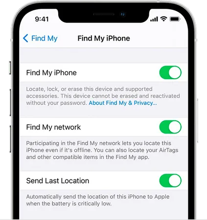 Find my iPhone function screenshot Find my iPhone function screenshot