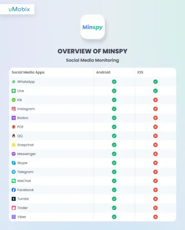 MinSpy social media platforms listed
MinSpy social media platforms listed