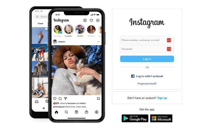 Instagram login page Instagram login page