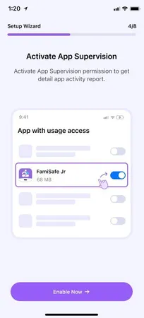 Activate app supervision Activate app supervision