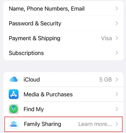 Family sharing Family sharing