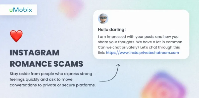 An example of an Instagram Romance Scam message