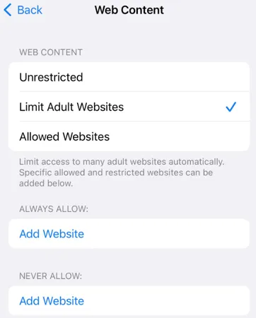 Limit adult websites Limit adult websites
