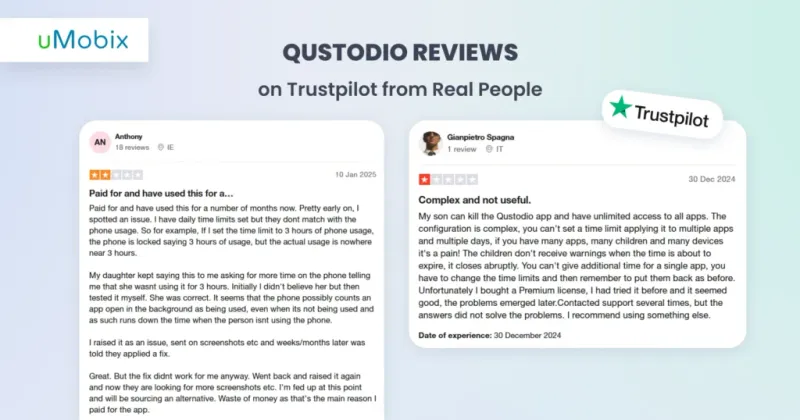 Qustodio Reviews on Trustpilot from Real People - uMobix explains
