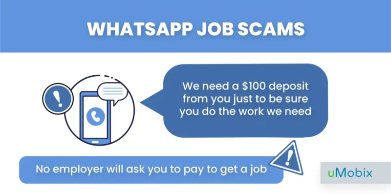 WhatsApp job scams - examples from uMobix WhatsApp job scams - examples from uMobix