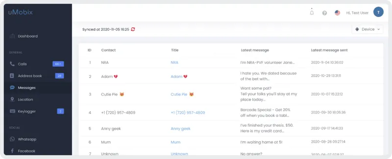 uMobix Text Message Tracker Screenshot uMobix Text Message Tracker Screenshot