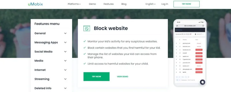 Block website with uMobix Block website with uMobix
