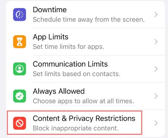 Content and privacy restrictions Content and privacy restrictions