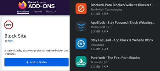 ADD-ONS block sites ADD-ONS block sites