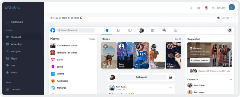 Facebook Tracker - uMobix dashboard Facebook Tracker - uMobix dashboard
