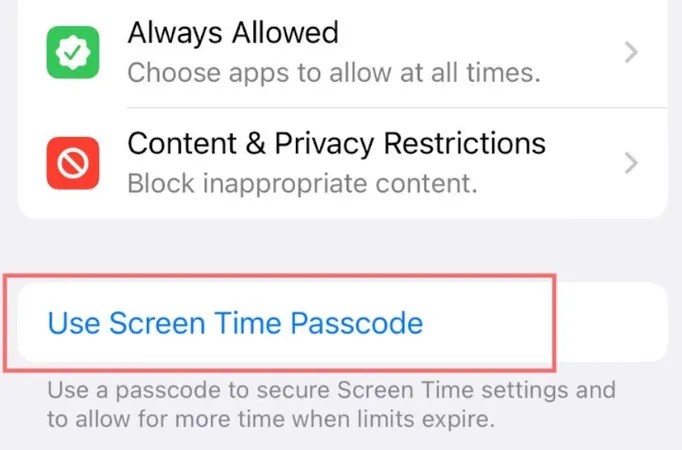 Screentime passcode Screentime passcode