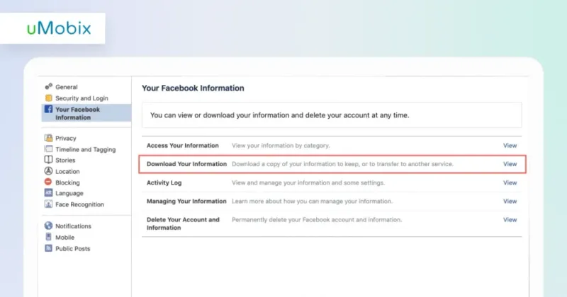 Check Data Downloaded from Facebook Settings Check Data Downloaded from Facebook Settings