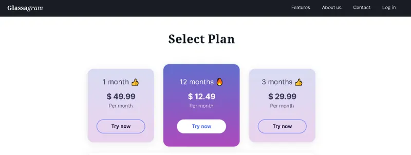 Select plan for using Glassagram