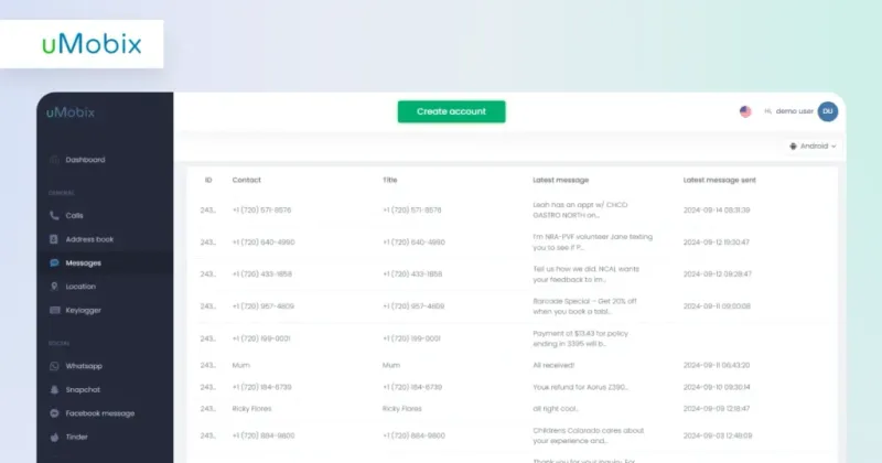 What Can You See With the uMobix SMS Tracker? dashboard What Can You See With the uMobix SMS Tracker? dashboard