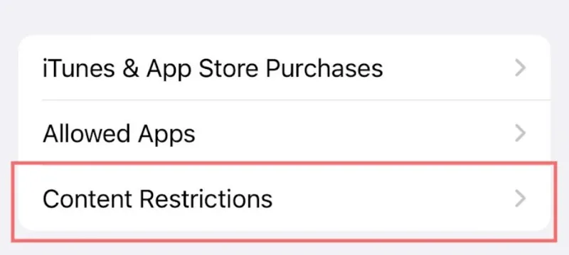 Content restrictions Content restrictions